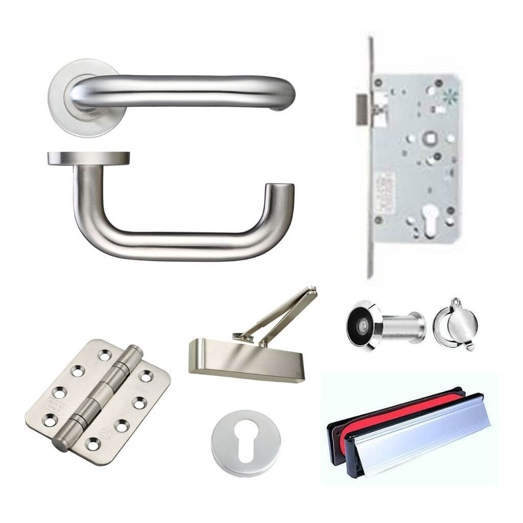 FD30s Fire Door Set Flush Bespoke Painted Flat Apartment Fire Door And Frame With Escape lock