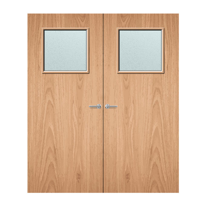 Internal Double Plywood Paint Grade 1GL 600 X 600mm Large Vision Panel Fire Door with Glass