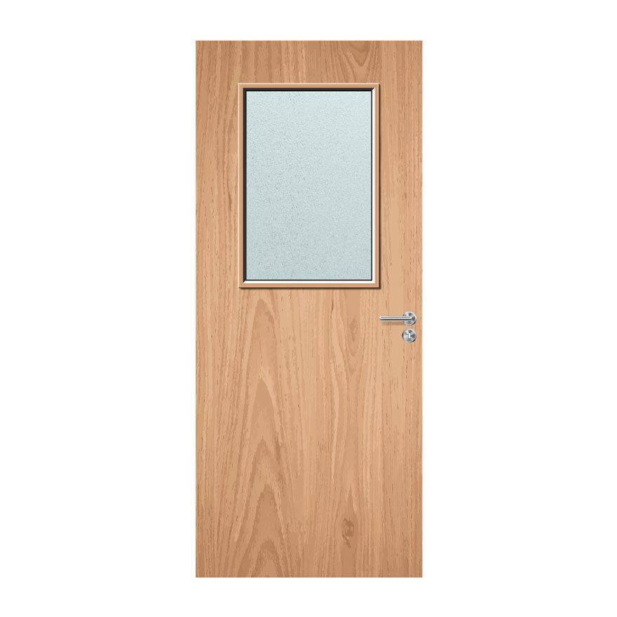 Internal Bespoke Plywood Paint Grade 2G 450 x 700mm Vision Panel Fire Door with Glass