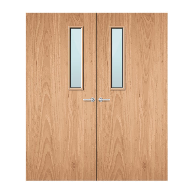 Internal Double Plywood Paint Grade 3G 150 X 700mm Vision Panel Fire Door with Glass