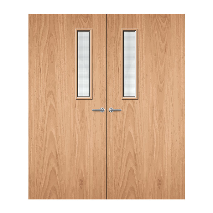 Internal Double Plywood Paint Grade 3G 150 X 700mm Vision Panel Fire Door with Glass