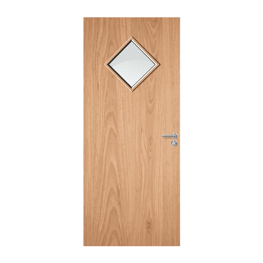 External Bespoke Plywood Paint Grade 6G 450 x 450mm Vision Panel Fire Door with Glass