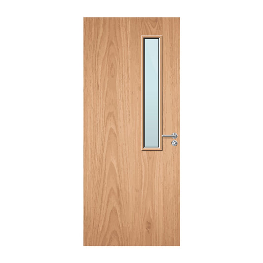 Internal Bespoke Plywood Paint Grade 7G 150 x 914mm Vision Panel Fire Door with Glass