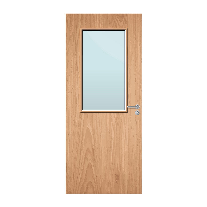 Internal Bespoke Plywood Paint Grade 8G 508 x 914mm Vision Panel Fire Door with Glass