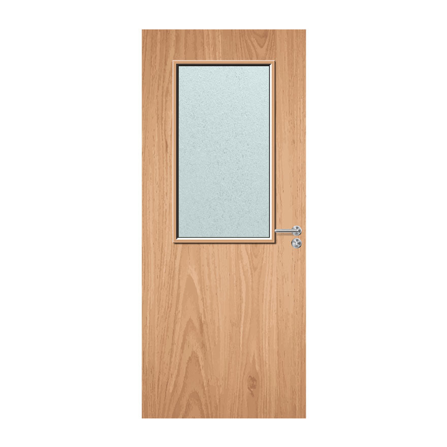 Internal Bespoke Plywood Paint Grade 8G 508 x 914mm Vision Panel Fire Door with Glass