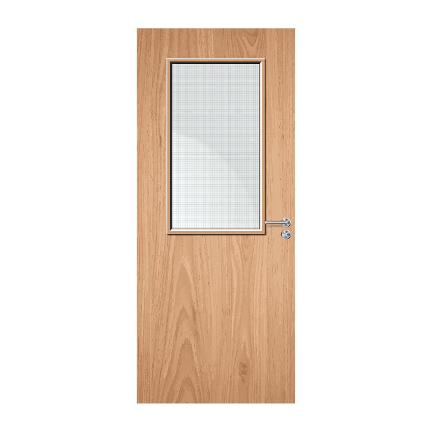External Bespoke Plywood Paint Grade 8G 508 x 914mm Vision Panel Fire Door with Glass