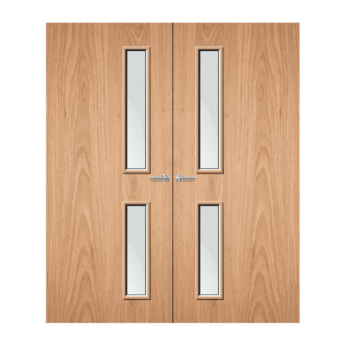 Internal Double Plywood Paint Grade 16G 150 X 775 & 150 x 700mm Vision Panel Fire Door with Glass