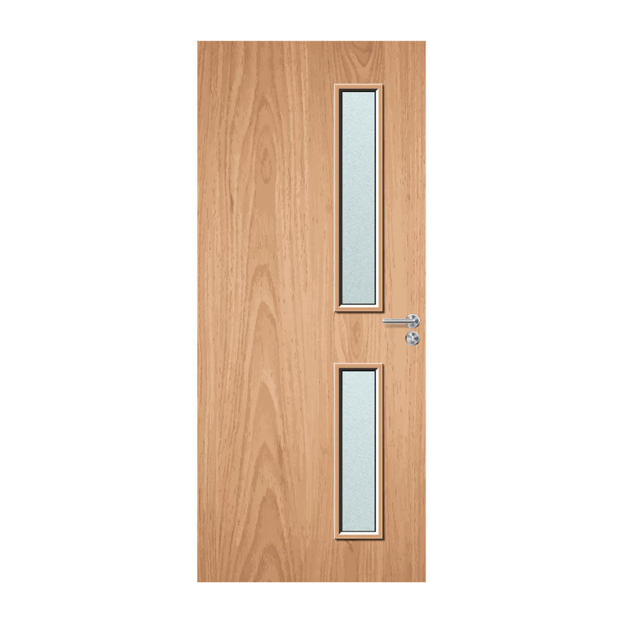 External Bespoke Plywood Paint Grade 16G 150x775 150x700 Vision Panels Fire Door with Glass