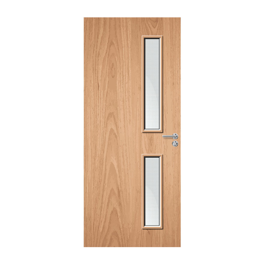 External Bespoke Plywood Paint Grade 16G 150x775 150x700 Vision Panels Fire Door with Glass