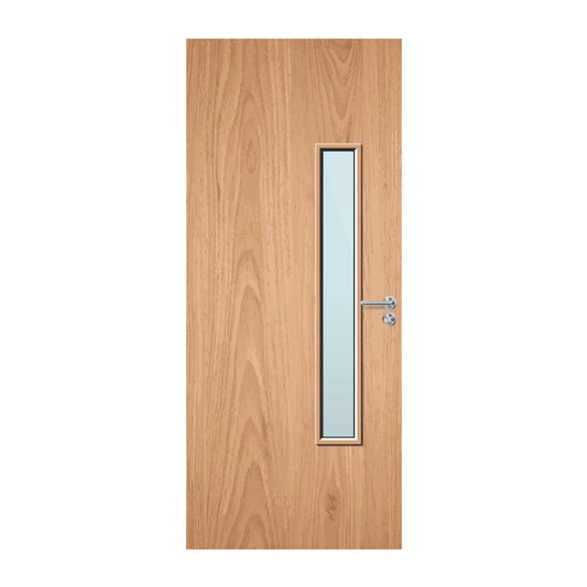 External Bespoke Plywood Paint Grade 18G 150 x 1150mm Vision Panel Fire Door with Glass