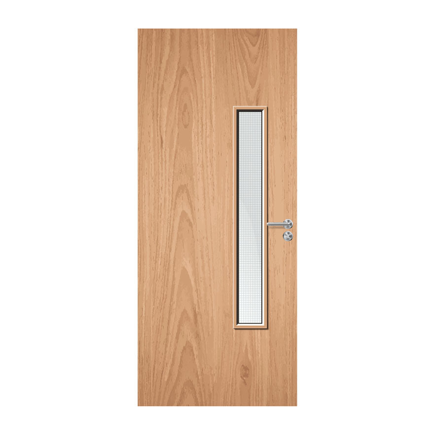External Bespoke Plywood Paint Grade 18G 150 x 1150mm Vision Panel Fire Door with Glass