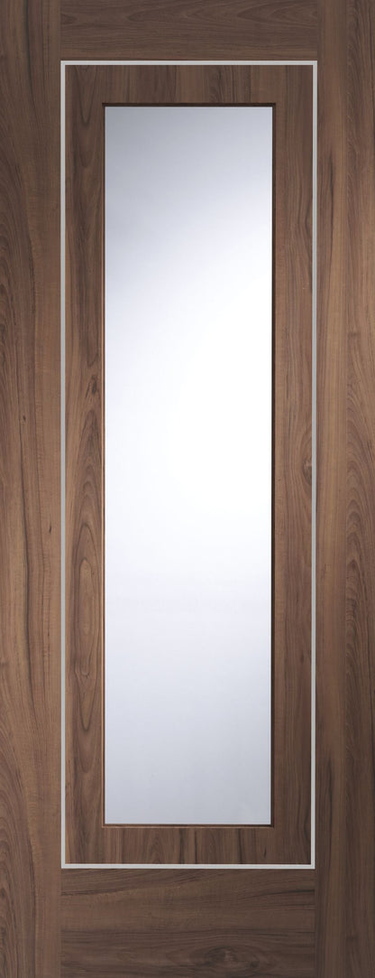 Varese Pre-Finished Internal Walnut Door with Clear Glass