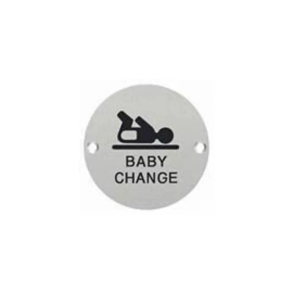 Baby Change Sign 76mm Satin Stainless Steel Elite Ironmongery