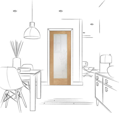 Pattern 10 Internal Oak Fire Door with Clear Glass