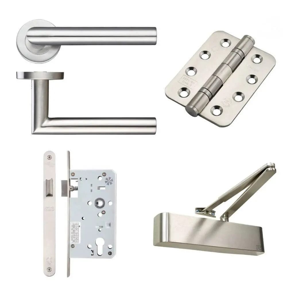 Double Fire Door Kit - Lever, Latch and Closer Pack Elite Ironmongery