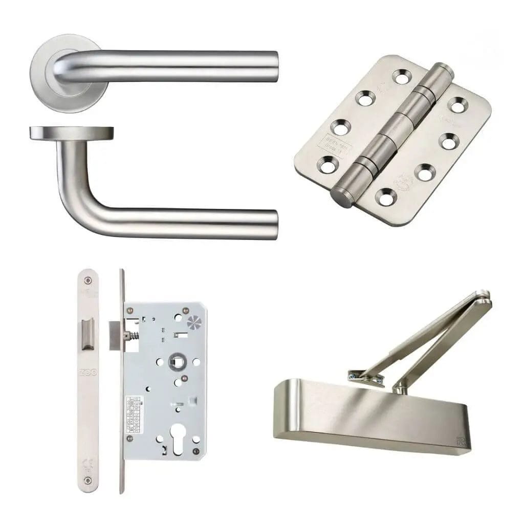 Double Fire Door Kit - Lever, Latch and Closer Pack Elite Ironmongery
