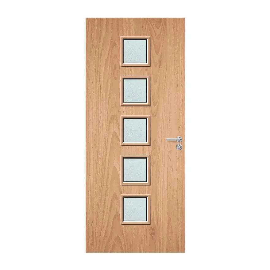External Bespoke Plywood Paint Grade 10G 5x 245 x 245mm Vision Panel Fire Door with Glass Fire Door Kingdom