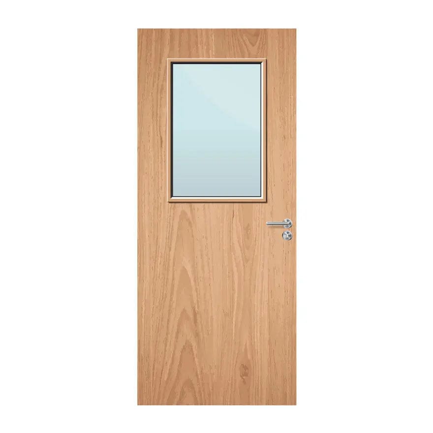 External Bespoke Plywood Paint Grade 2G 450 x 700mm Vision Panel Fire Door with Glass Fire Door Kingdom