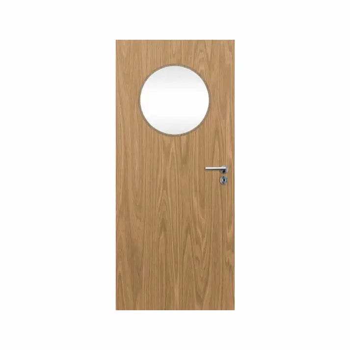 External Bespoke Plywood Paint Grade 5G 450mm Porthole Vision Panel Fire Door with Glass Fire Door Kingdom