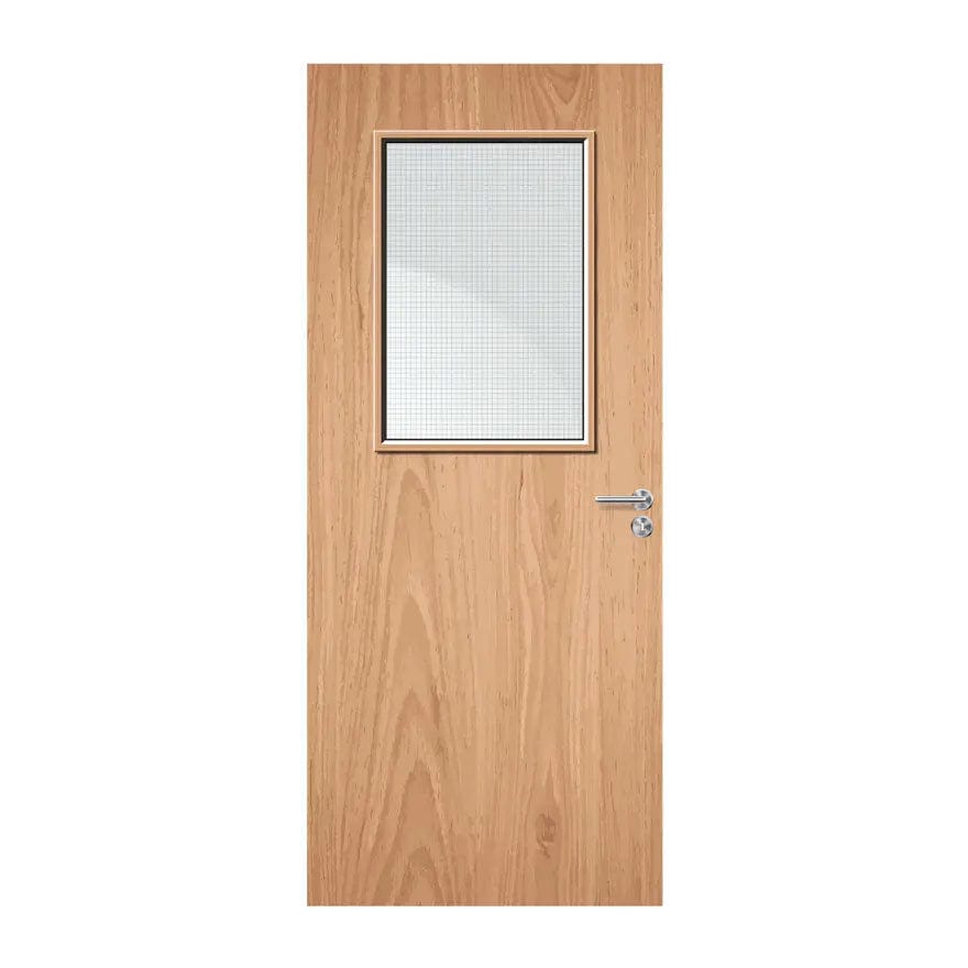 External Plywood Paint Grade 2G 450 x 700mm Vision Panel Fire Door with Glass Fire Door Kingdom