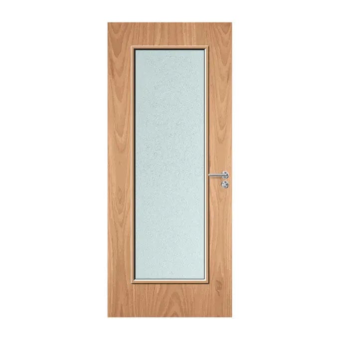 Internal Bespoke Beech Veneer 19G 508 X 1654mm Vision Panel Fire Door with Glass Fire Door Kingdom