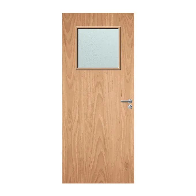 Internal Bespoke Beech Veneer 1G 450 x 450mm Vision Panels Fire Door with Glass Fire Door Kingdom