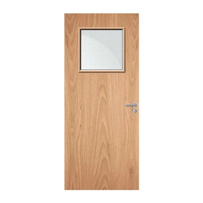 Internal Bespoke Beech Veneer 1G 600 x 600mm Vision Panels Fire Door with Glass Fire Door Kingdom