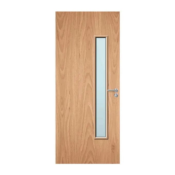 Internal Bespoke Beech Veneer 25G 150 x 1440mm Vision Panel Fire Door with Glass Fire Door Kingdom