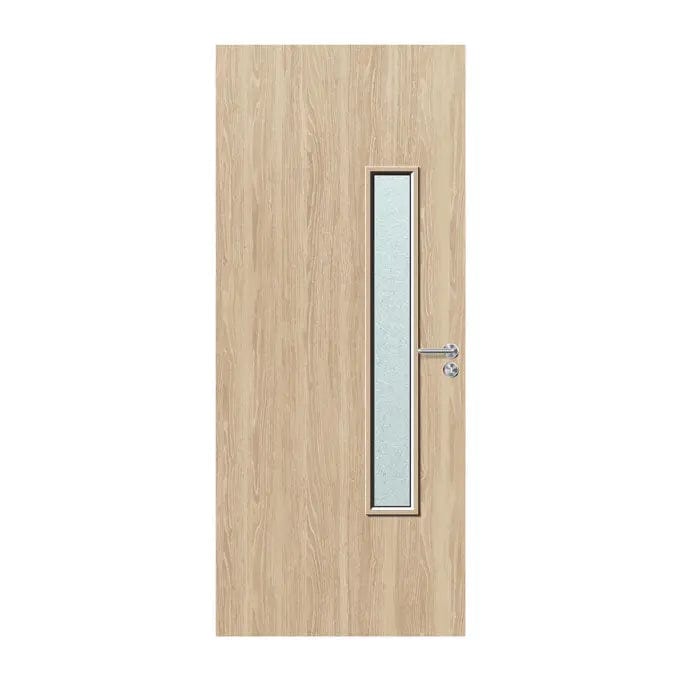 Internal Bespoke Oak Veneer 18G 150 x 1150mm Vision Panel Fire Door with Glass Fire Door Kingdom