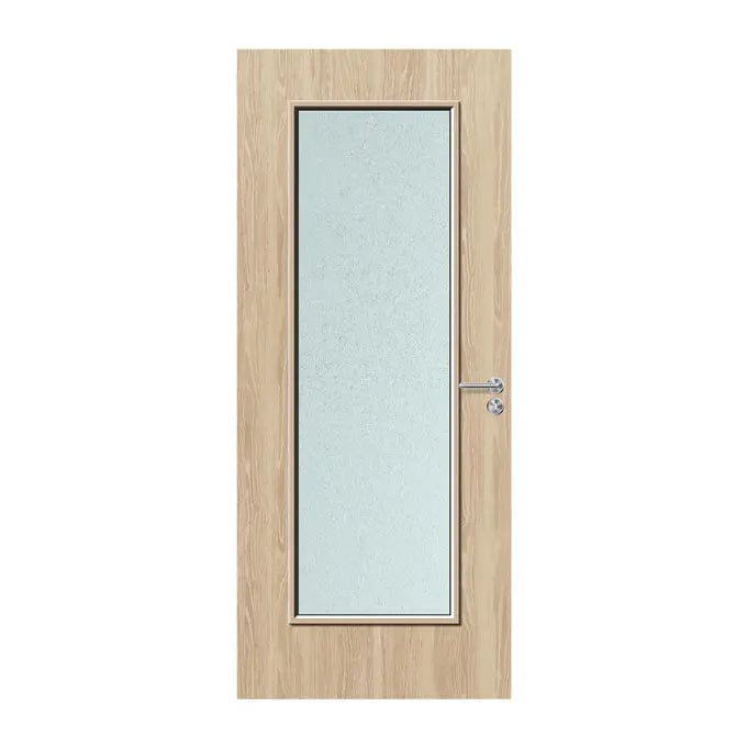 Internal Bespoke Oak Veneer 19G 508 X 1654mm Vision Panel Fire Door with Glass Fire Door Kingdom