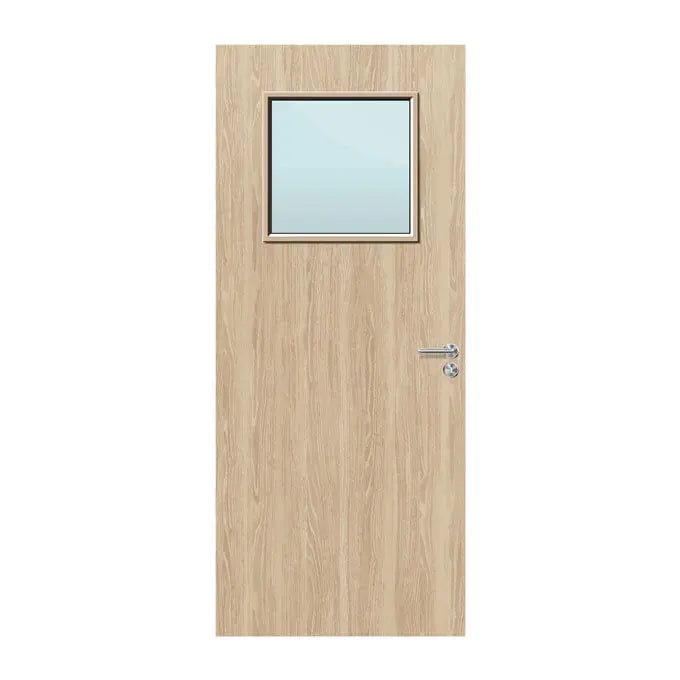 Internal Bespoke Oak Veneer 1G 600 x 600mm Vision Panels Fire Door with Glass Fire Door Kingdom