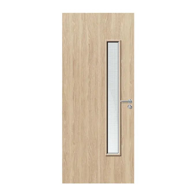 Internal Bespoke Oak Veneer 25G 150 x 1440mm Vision Panel Fire Door with Glass Fire Door Kingdom