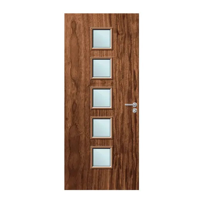 Internal Bespoke Walnut Veneer 10G 5x 245 x 245mm Vision Panels Fire Door with Glass Fire Door Kingdom