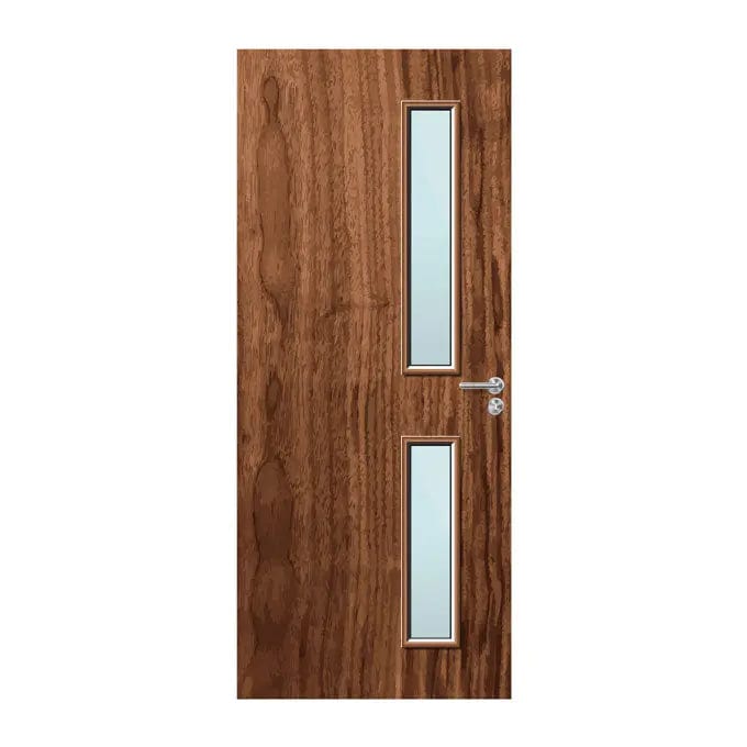 Internal Bespoke Walnut Veneer 16G 150x775 150x700 Vision Panels Fire Door with Glass Fire Door Kingdom