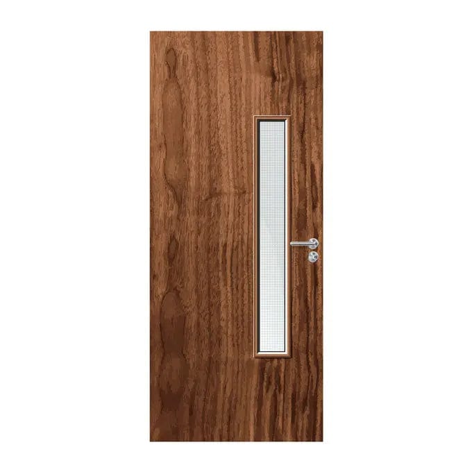 Internal Bespoke Walnut Veneer 18G 150 x 1150mm Vision Panel Fire Door with Glass Fire Door Kingdom