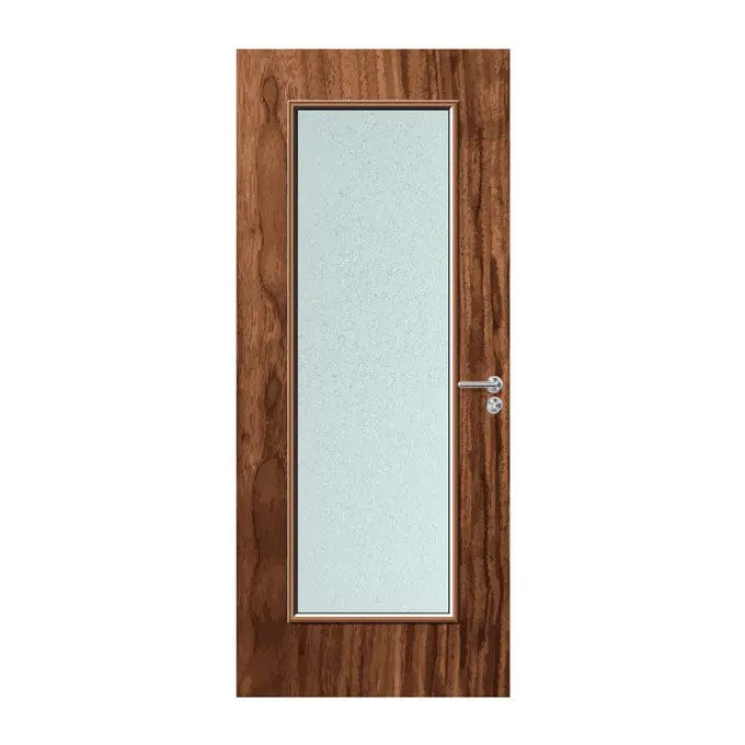 Internal Bespoke Walnut Veneer 19G 508 X 1654mm Vision Panel Fire Door with Glass Fire Door Kingdom