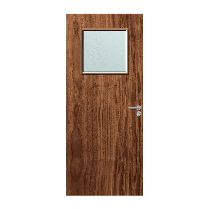 Internal Bespoke Walnut Veneer 1G 450 x 450mm Vision Panel Fire Door with Glass Fire Door Kingdom