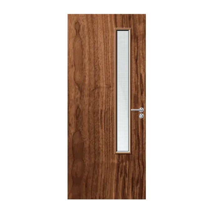 Internal Bespoke Walnut Veneer 20G 150 x 1500 Vision Panel Fire Door with Glass Fire Door Kingdom