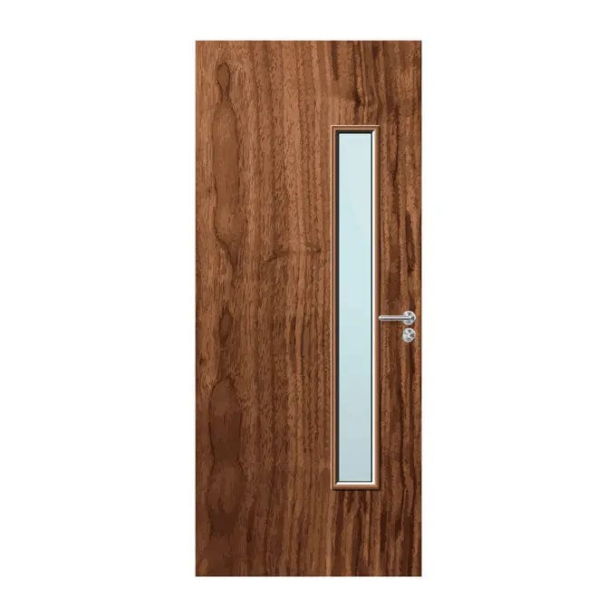 Internal Bespoke Walnut Veneer 25G 150 x 1440mm Vision Panel Fire Door with Glass Fire Door Kingdom