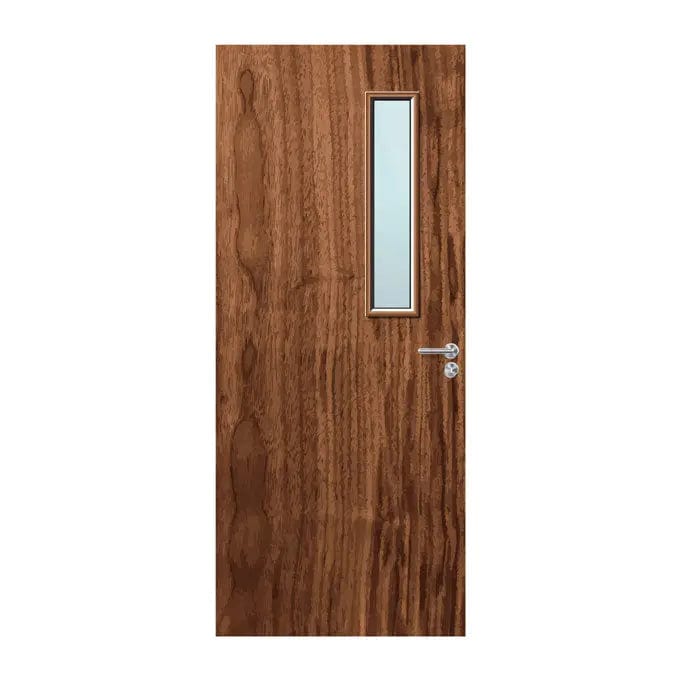 Internal Bespoke Walnut Veneer 3G 150 x 700mm Vision Panels Fire Door with Glass Fire Door Kingdom