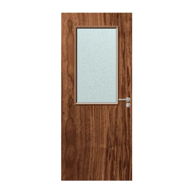 Internal Bespoke Walnut Veneer 8G 508 x 914mm Vision Panel Fire Door with Glass Fire Door Kingdom