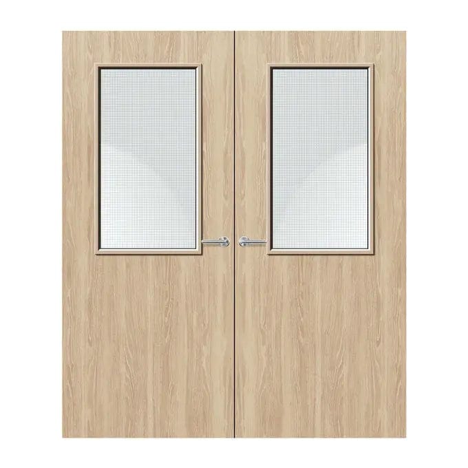 Internal Double Oak Veneer Bespoke 8G 508 x 914mm Vision Panels Fire Door with Glass Fire Door Kingdom
