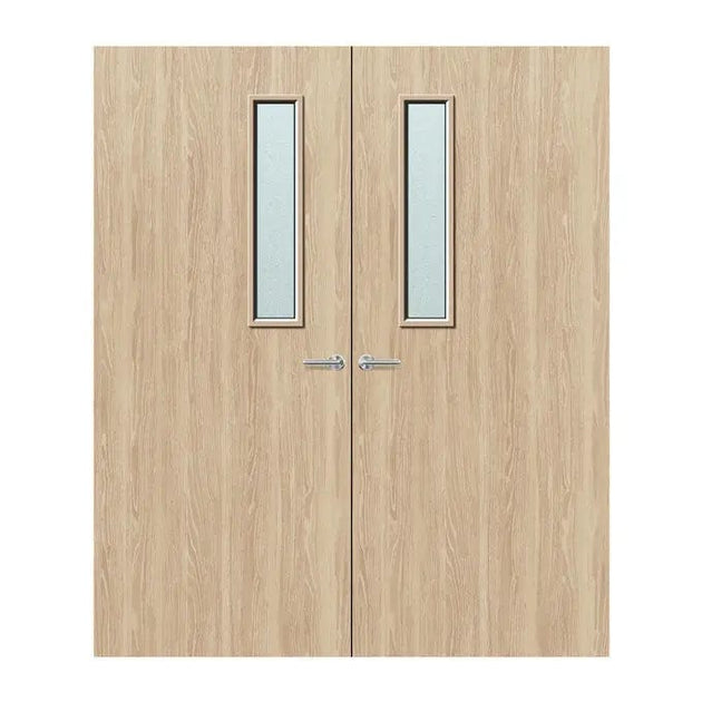 Internal Double Oak Venner Bespoke 3G 150 X 700mm Vision Panel Fire Door with Glass Fire Door Kingdom