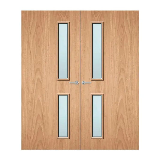 Internal Double Plywood Bespoke Paint Grade 16G 150 X 775 & 150 x 700mm Vision Panel Fire Door with Glass Fire Door Kingdom