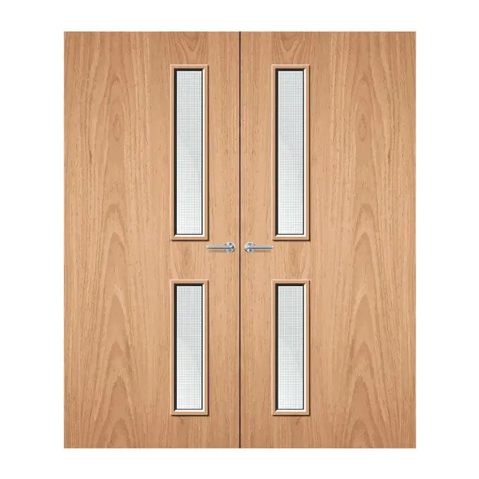 Internal Double Plywood Bespoke Paint Grade 16G 150 X 775 & 150 x 700mm Vision Panel Fire Door with Glass Fire Door Kingdom