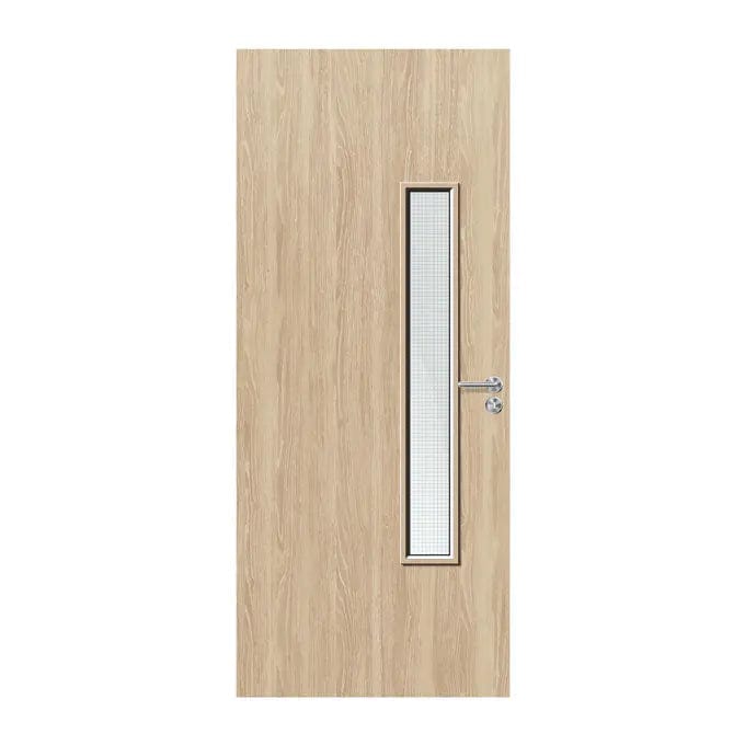 Internal Oak Venner 18G 150 x 1150mm Vision Panel Fire Door with Glass Fire Door Kingdom