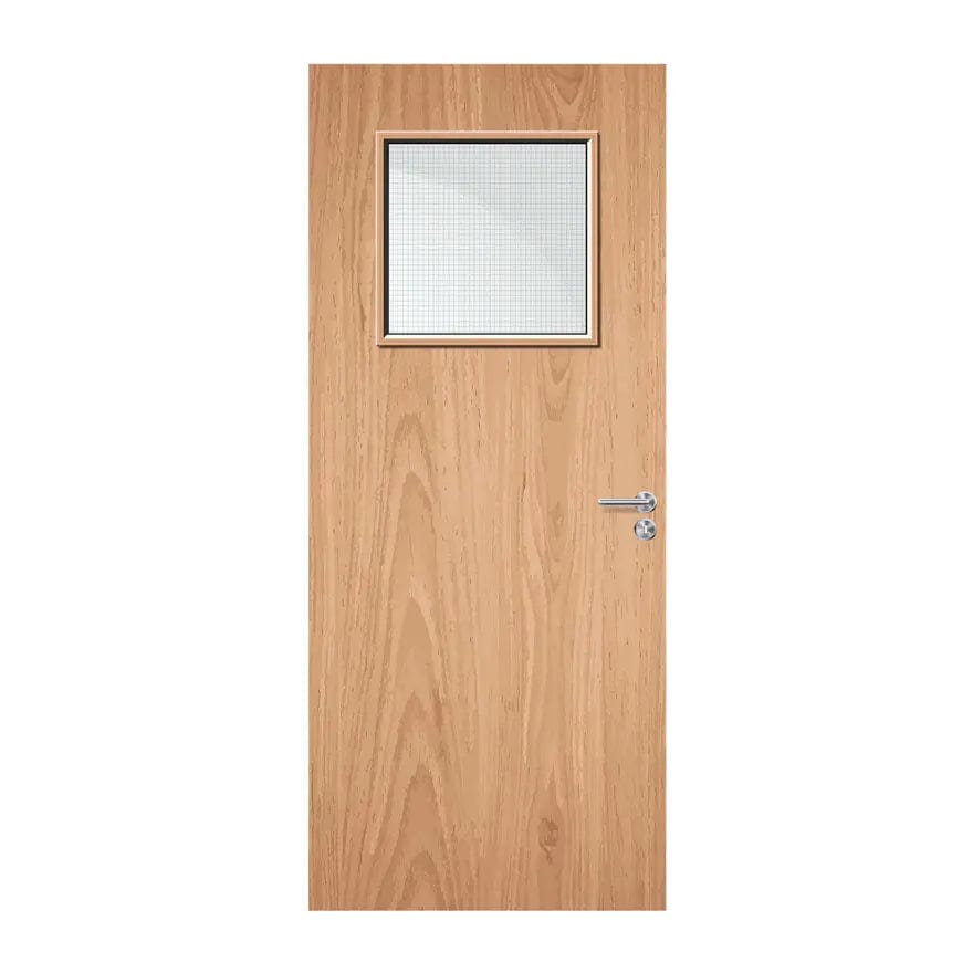 Internal Plywood Paint Grade 1G 450 x 450mm Vision Panel Fire Door with Glass Fire Door Kingdom