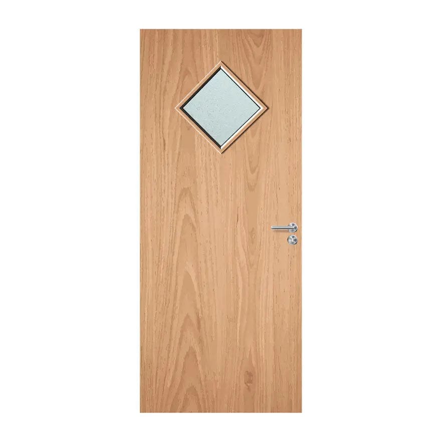 Internal Plywood Paint Grade 6G 450 x 450mm Diamond Vision Panel Fire Door with Glass Fire Door Kingdom
