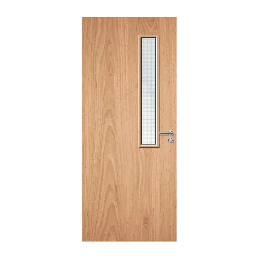 Internal Plywood Paint Grade 7G 150 x 914mm Vision Panel Fire Door with Glass Fire Door Kingdom