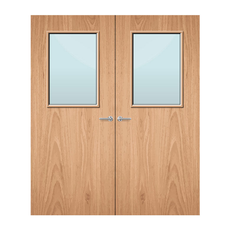 Internal Double Plywood Paint Grade 2G 450 X 700mm Vision Panel Fire Door with Glass